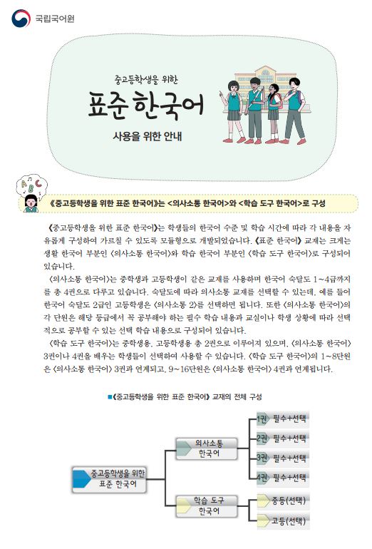 중고등학생을 위한 표준 한국어(KSL) 교재 사용 안내 자료
