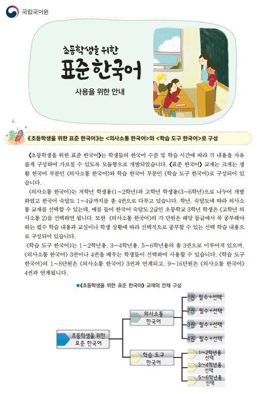 초등학생을 위한 표준 한국어(KSL) 교재 사용 안내 자료